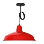 Colgante Campana Alum. Rojo/ Bl E27 C/cable Textil Spots Line - Bell01-ro