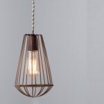 Colgante Canastita De Alambre Kenya D16cm H33cm Oxido Perfecta Iluminacion - P-43