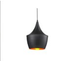 Colgante Esmaltado Negro Int. Oro Satinado E27 Beat Fat  180 Iluminacion - 19012 Ng