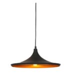 Colgante Esmaltado Negro Int Oro Satinado E27 Beat Wide  180 Iluminacion - 19013 Ng