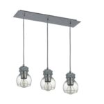 Colgante Pompey 3l E27 Chico Color Base Platil Vidrio Ambar Don Bell - Ct30/3-c