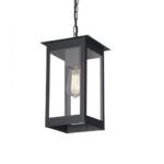 Farol Rectangular Colgante E27 Chapa Negro C/vidrio Apolo - Iluminacion Rustica - 804t