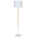 Lampara De Pie De Madera Para E27 H137cm Con Patalla Blanco Dabor - Tokio-p Bl