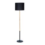 Lampara De Pie De Madera Para E27 H137cm Con Patalla Negro Dabor - Tokio-p Ng