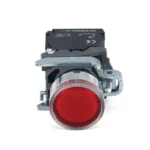 PULSADOR METALICO RASANTE LUMINOSO ROJO (1 NC)