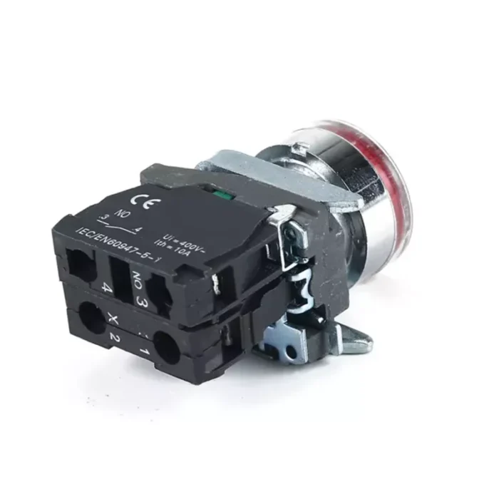 PULSADOR METALICO RASANTE LUMINOSO ROJO (1 NC) - Imagen 2