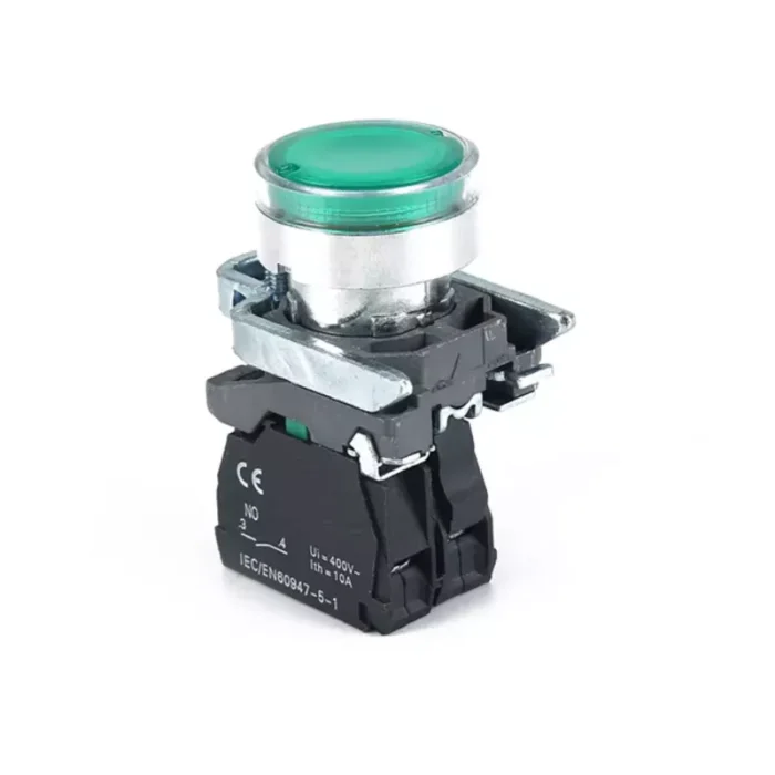 PULSADOR METALICO RASANTE LUMINOSO VERDE (1 NA) - Imagen 2